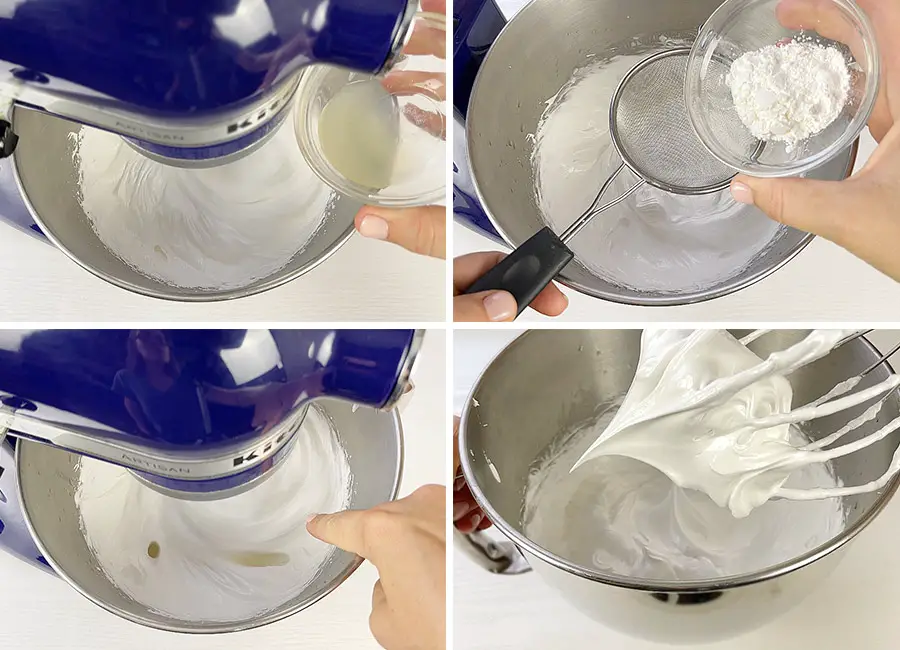 Steps for making the meringue