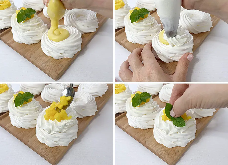 Steps for assembling dessert