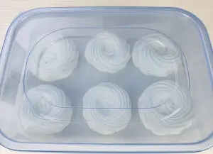 Baked meringue nests in the airtight container
