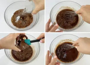 Adding the water and chocolate