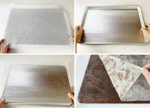 Removing the cake from the baking sheet