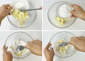 Steps for mixing butter with powdered sugar