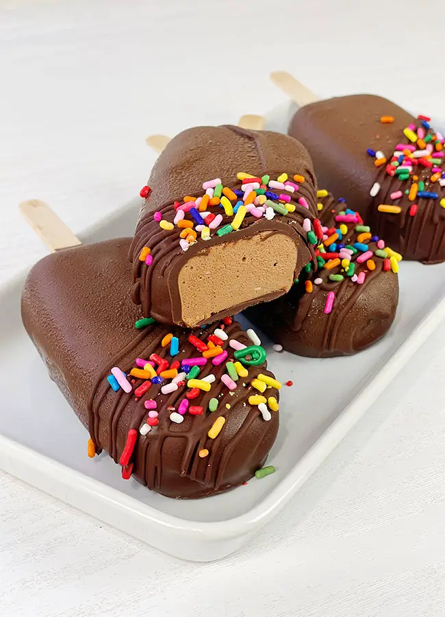 Chocolate Mousse Popsicles on the serving plate