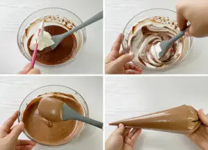 Combing the whipped cream with the chocolate mixture