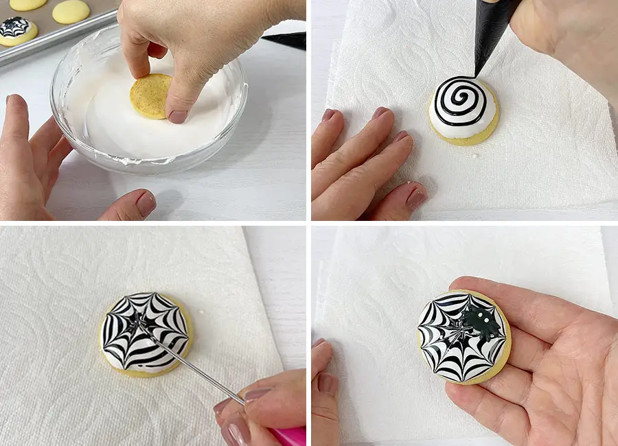 Decorating the cookie with spider web