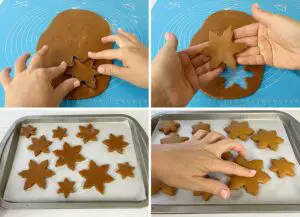 CUtting out the cookies and baking them