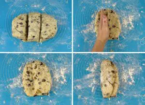 Dividing the dough and forming the Stollen breads