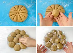 Dividing the dough into 12 pieces
