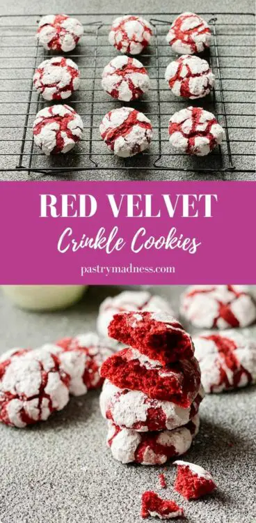 Red Velvet Crinkle Cookies Pinterest Pin