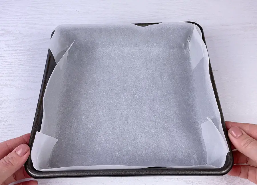 Baking pan covered with parchment paper