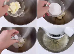 Mixing the butter, sugar and salt together