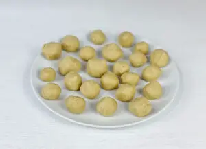Vanilla dough rolled into small balls.