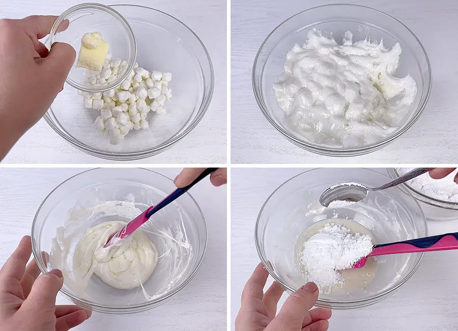 Mixing the butter and marshmallows 