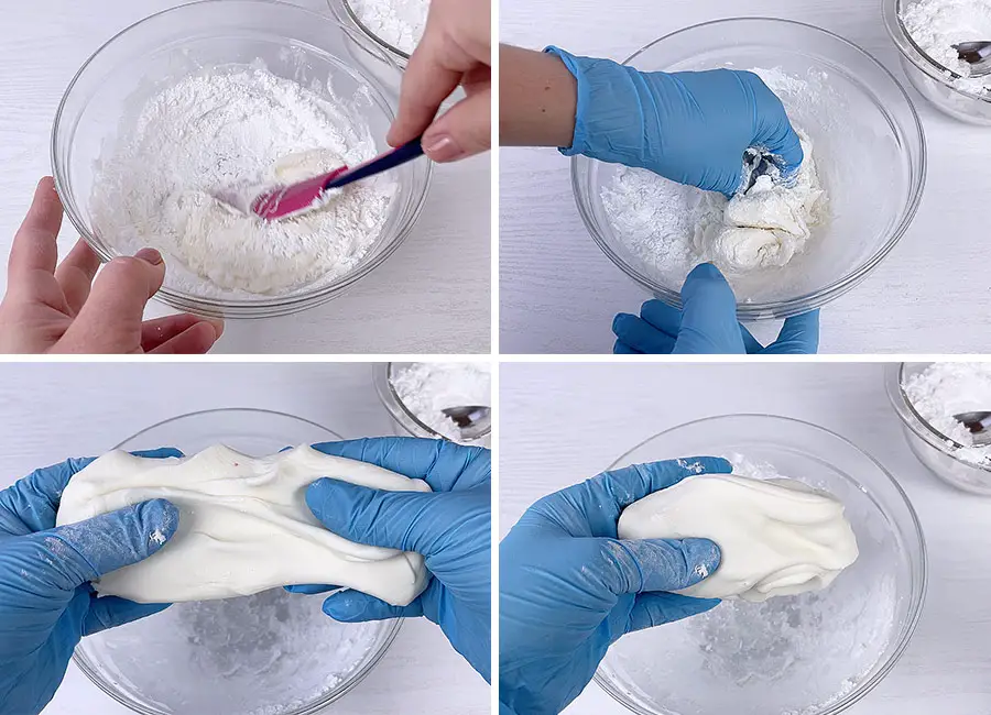 Kneading the Marshmallow dough