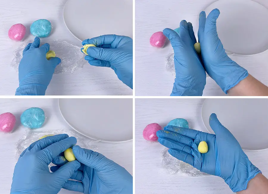 Forming the egg shape candy