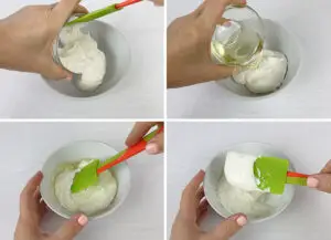 Combying the sour cream with vegetable oil